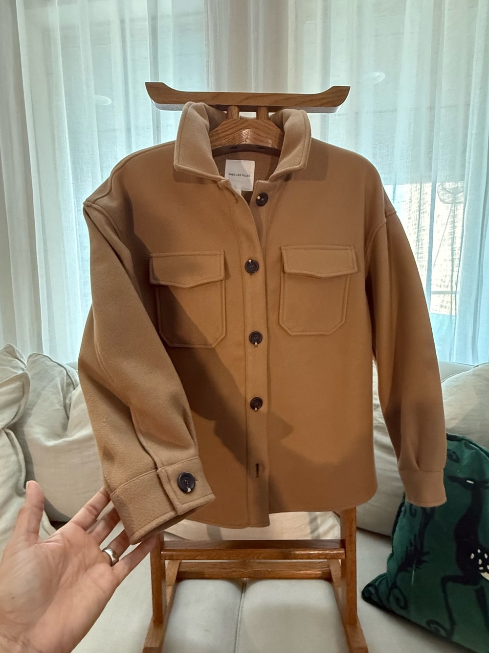 Avec Les Filles Camel Utility Shacket Jacket